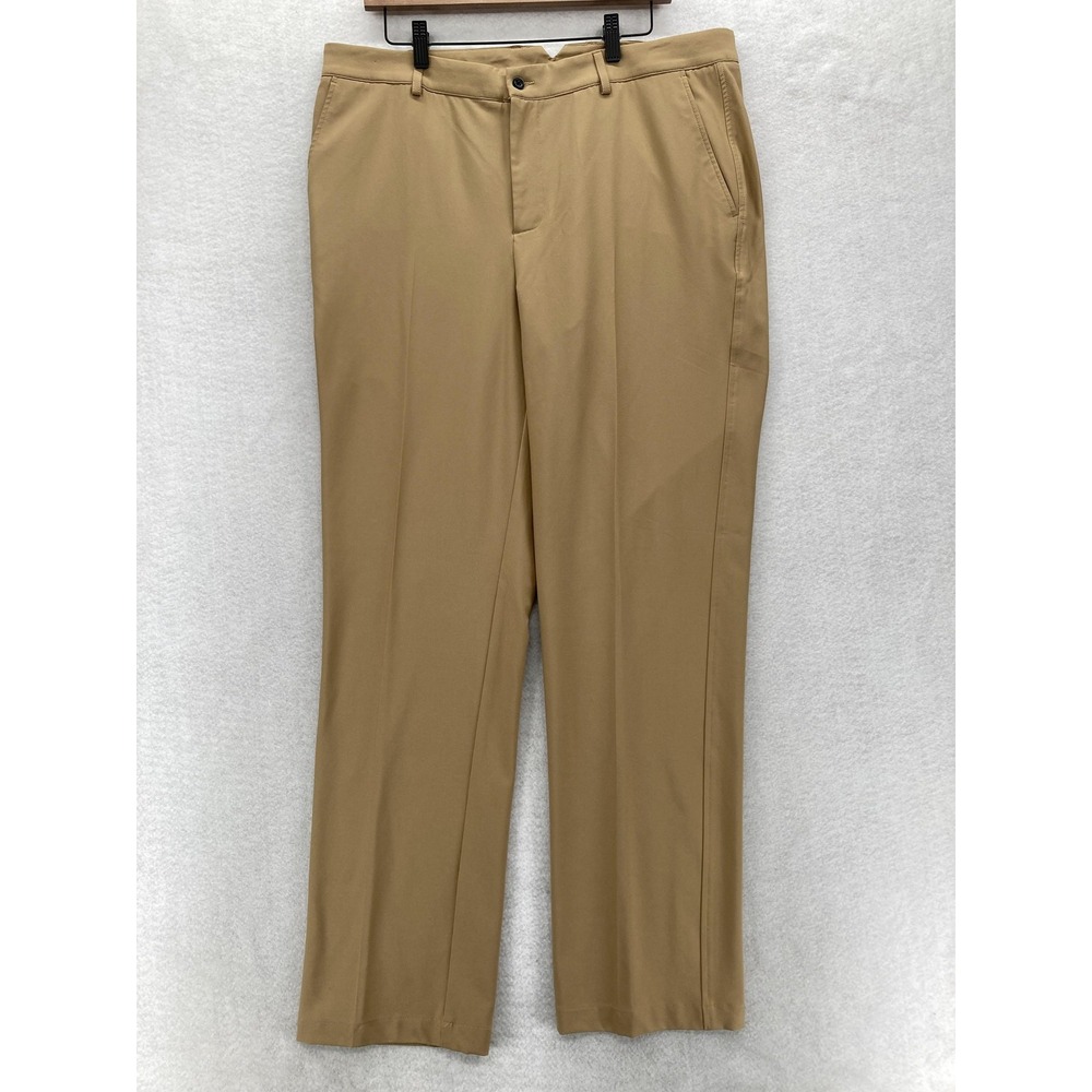 Dunning Golf Pants Mens 36x32 Tan Khaki Stretch Performance Flat Front Chino